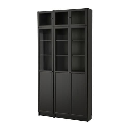 27 Bookcase Black Brown Glass, Billy Oxberg Bookcase Instructions