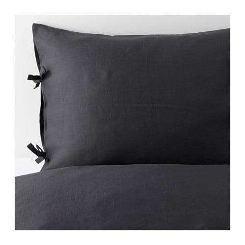 Ikea PUDERVIVA Full/Queen Duvet Cover w/2 Pillowcases Set 100% Linen Dark selling Blue